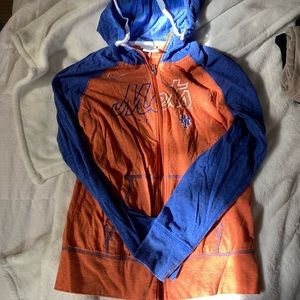 Distressed/Faded zip up Mets hoodie